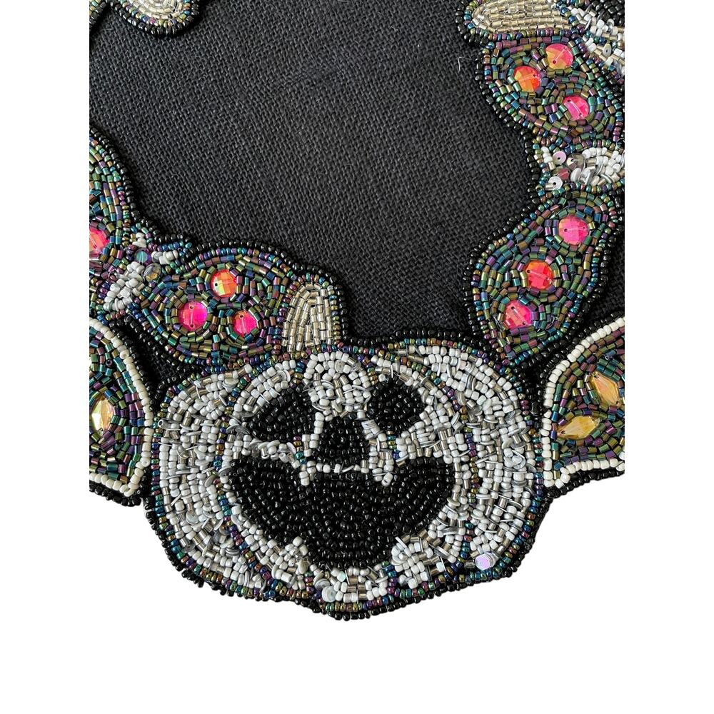 Tahari Halloween Beaded Placemat 15in BATS PUMPKINS Spooky Sparkle NEW - Picture 4 of 10